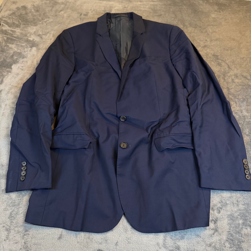 Hugo Boss Navy Blue Reda Super 110s Virgin Wool Blazer Mens 42L Made in Turkey
